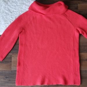 Lands' End Red Orange Cowl Neck Heavy Sweater